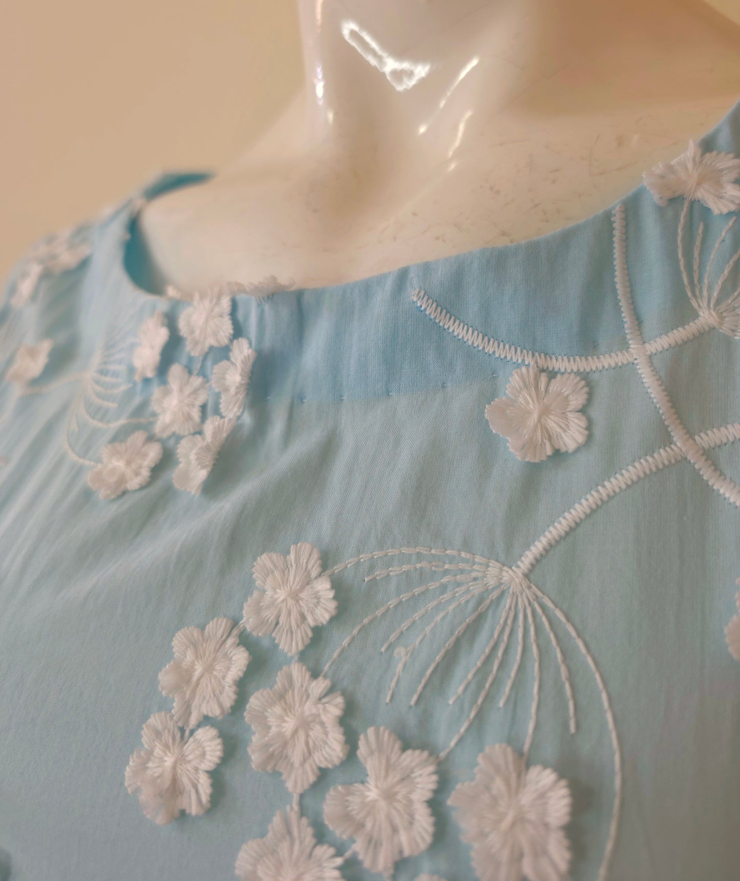'Sky Blue' Embroidered Floral Maxi Dress