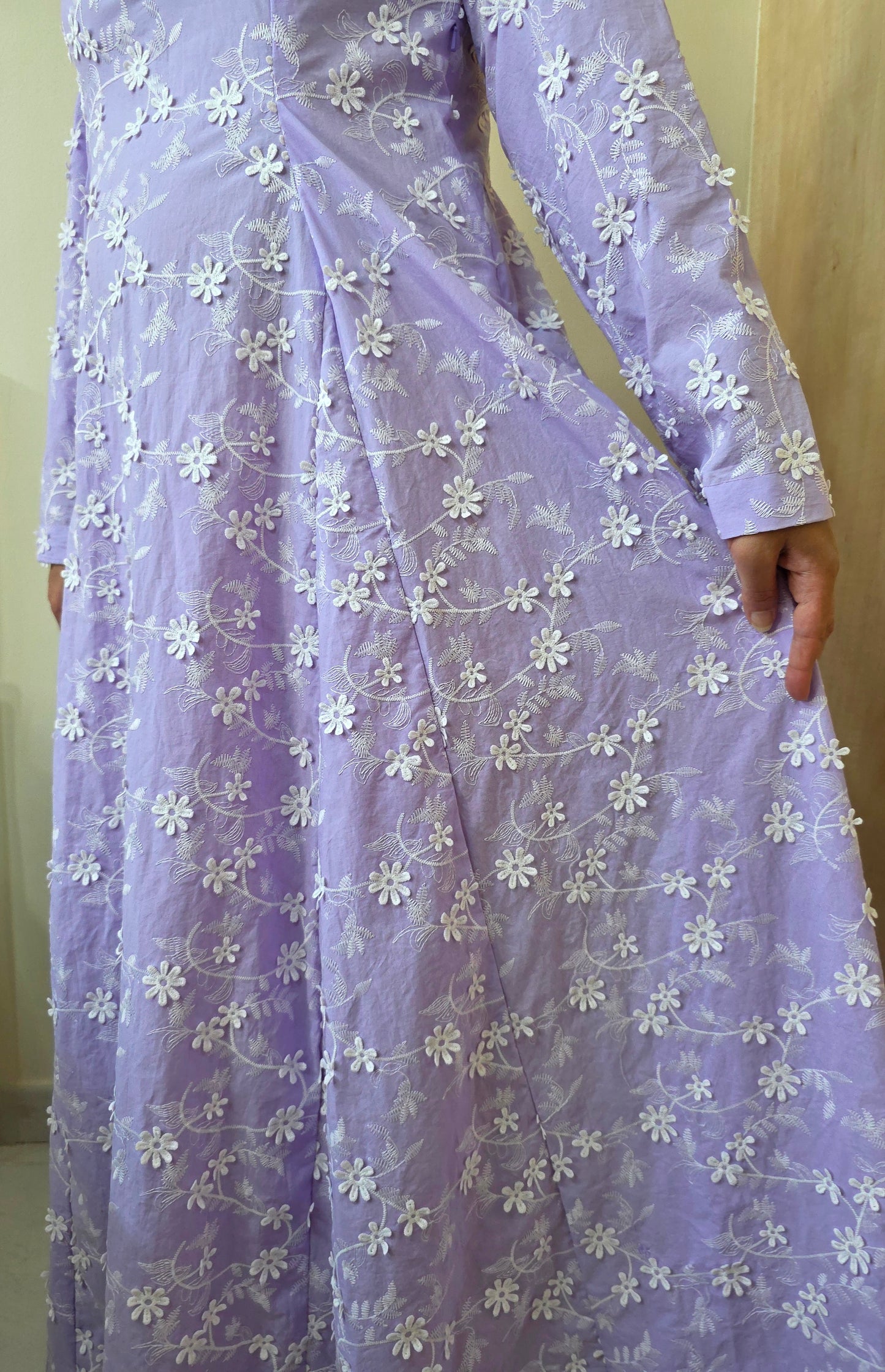 'Lilac Dream' Embroidered Floral Maxi Dress