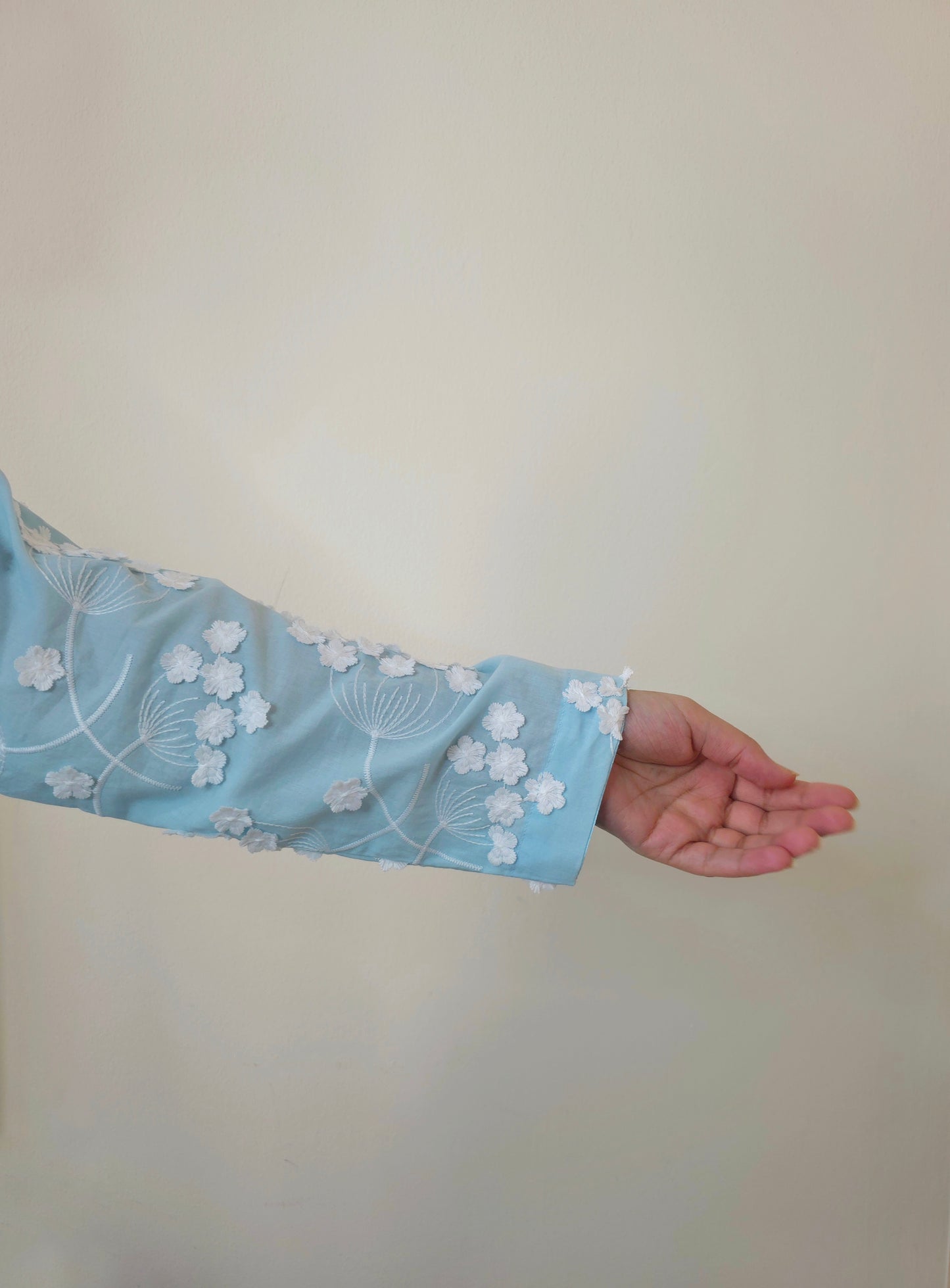 'Sky Blue' Embroidered Floral Maxi Dress