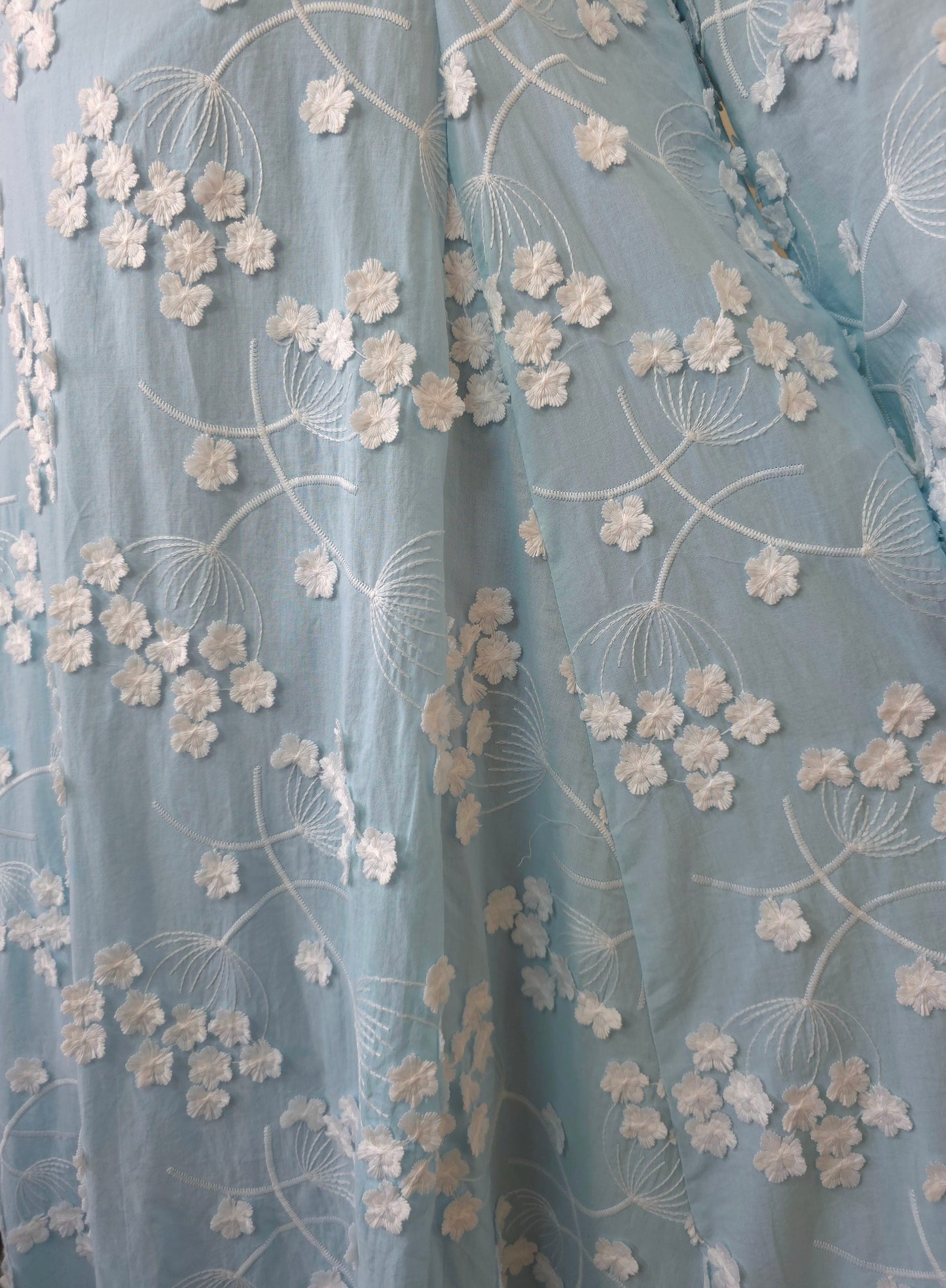 'Sky Blue' Embroidered Floral Maxi Dress